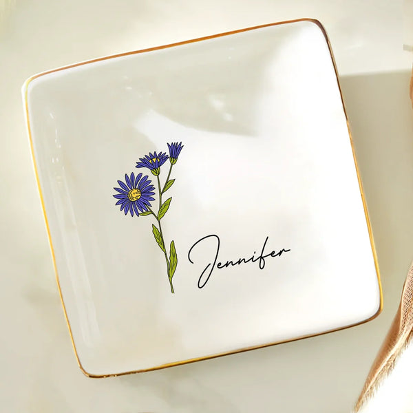 Geburt Blumen für Frauen - Personalisierte Ring Dish